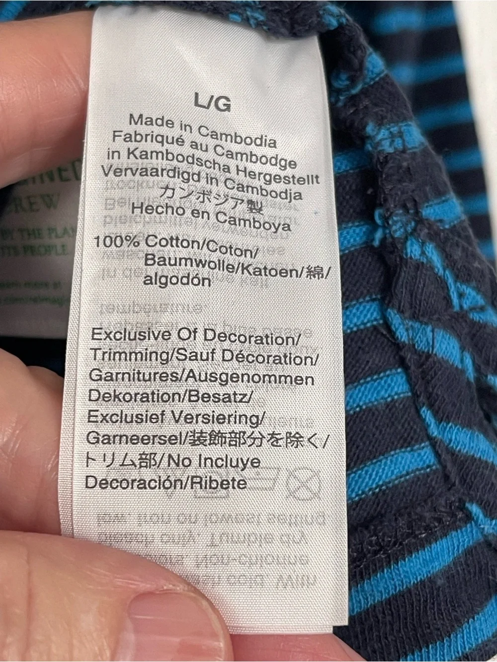 J. Crew Navy and Teal Striped Long-Sleeve Tee
